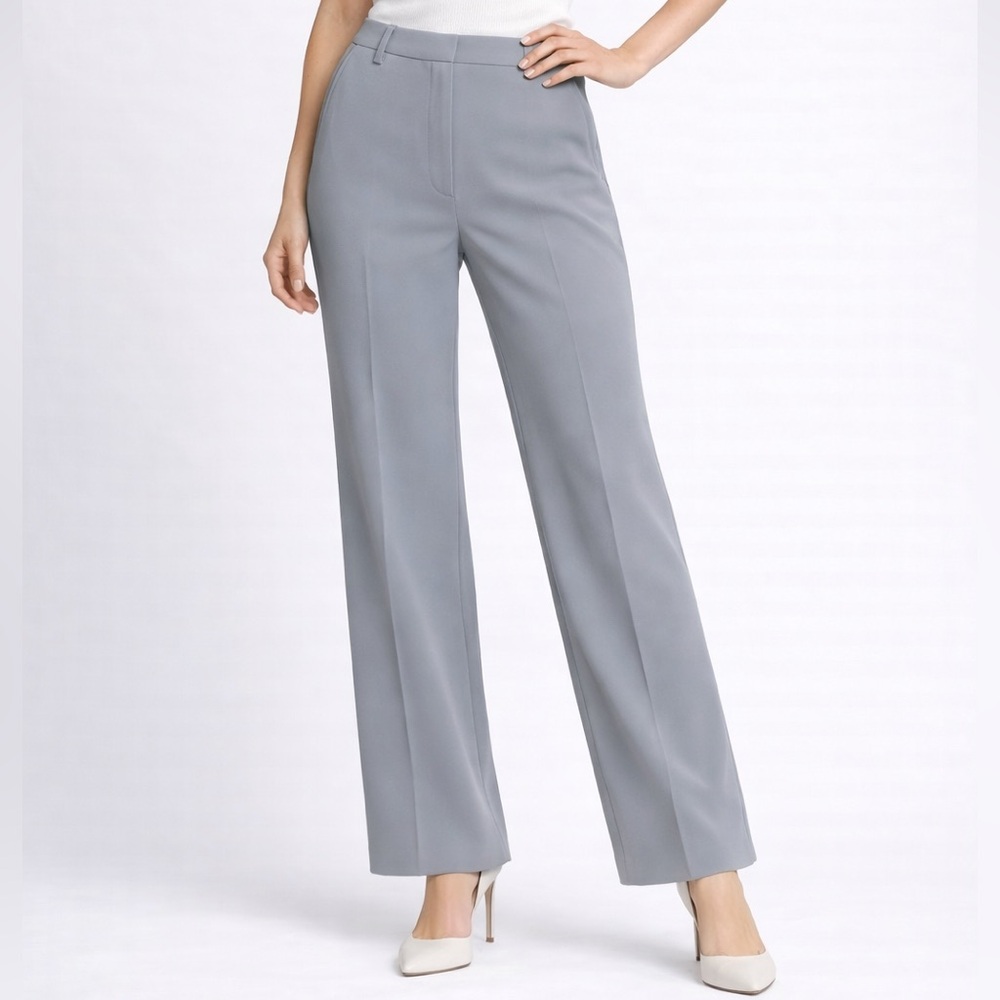 Quince Pants 10 Career Stretch Crepe Paperbag Coastal Grey Solid‎ Office Classic